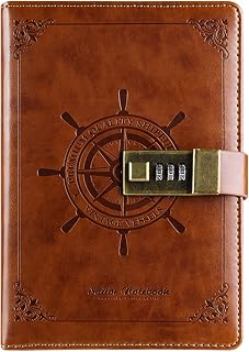 Kiboule Diário De Jornal Vintage Com Cadeado B6 Capa De PU Caderno Retrô 3 Dígitos Combinação De Senha Cadeado De Linha De Diário Privado Escrevendo Presente Para Filhas Mulheres Meninos Castanho