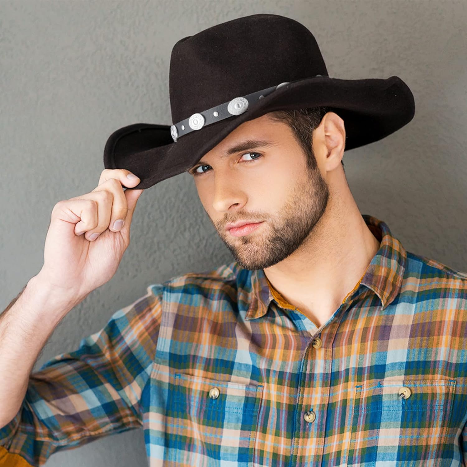 6 Pcs Western Cowboy Hat Band Western Cowboy Hat Size Reducer for Men