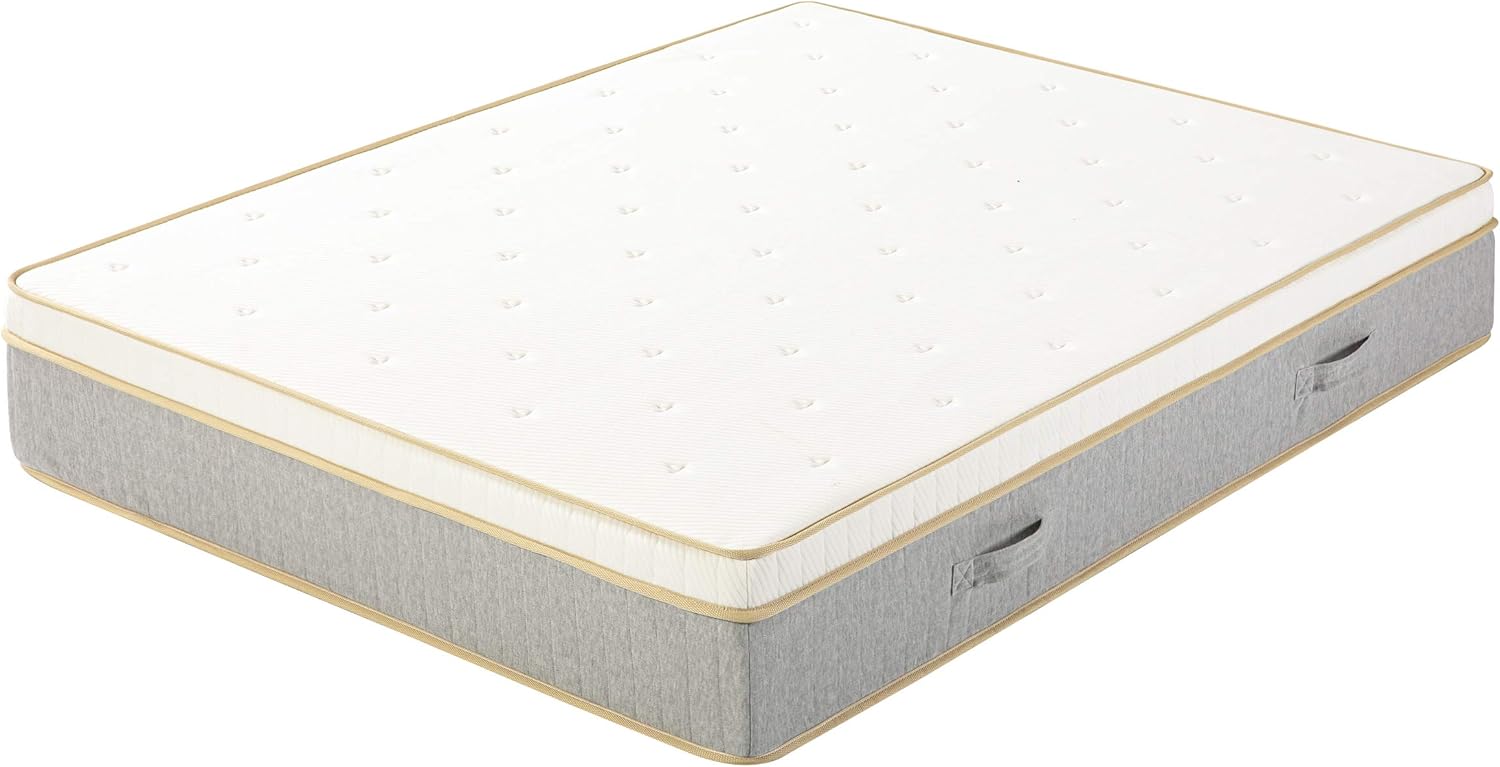 Mellow 12 Inch LAGOM Elite Hybrid Mattress, Made in USA, CertiPUR-US Certified Foams, Oeko-TEX Certified Eco Cover, Green Tea Infused Memory Foam and Pocket Springs, Quilted Comfort Top, Full,Charcoal