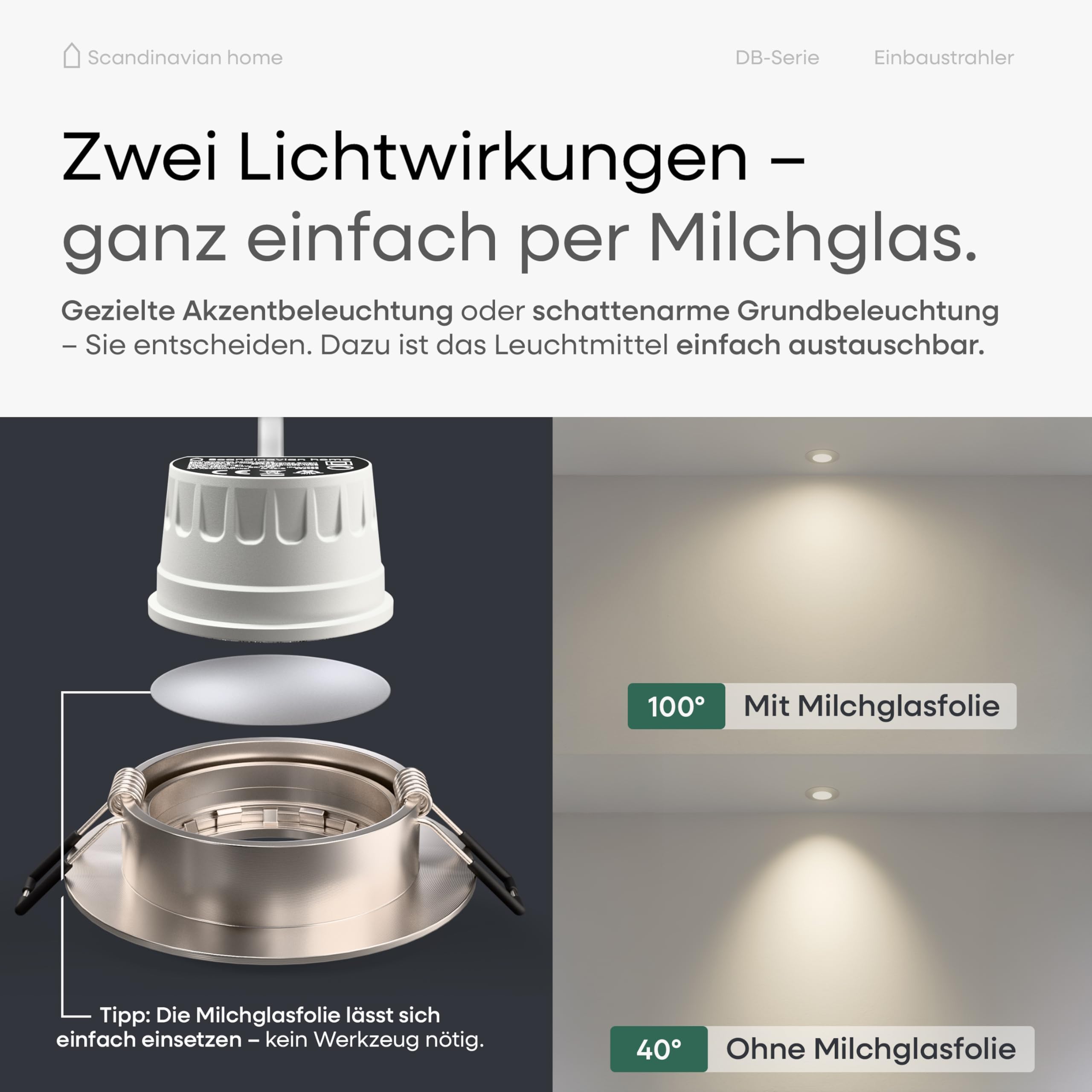 LED Einbaustrahler 230V Dimmbar 6er Set - Warmweiß 3000K 470lm CRI 90+ 68mm IP44 Aluminium Schwenkbar