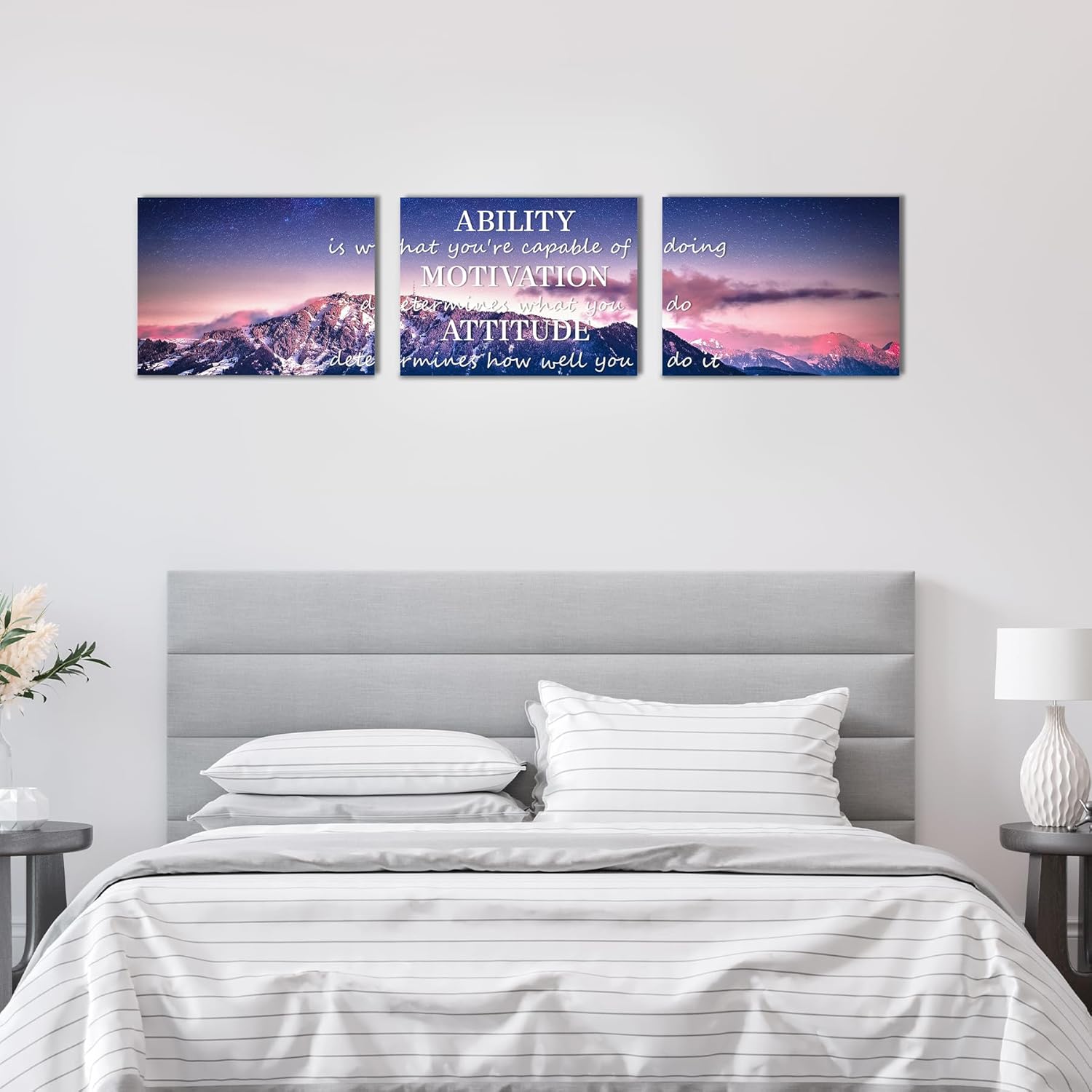 xiysien Inspirational Quote Wall Art Ability Motivation Attitude Motivational Positive Quote Prints Framed Artwork for Living Room Bedroom Office Wall Decor 12''x16''x3PCS
