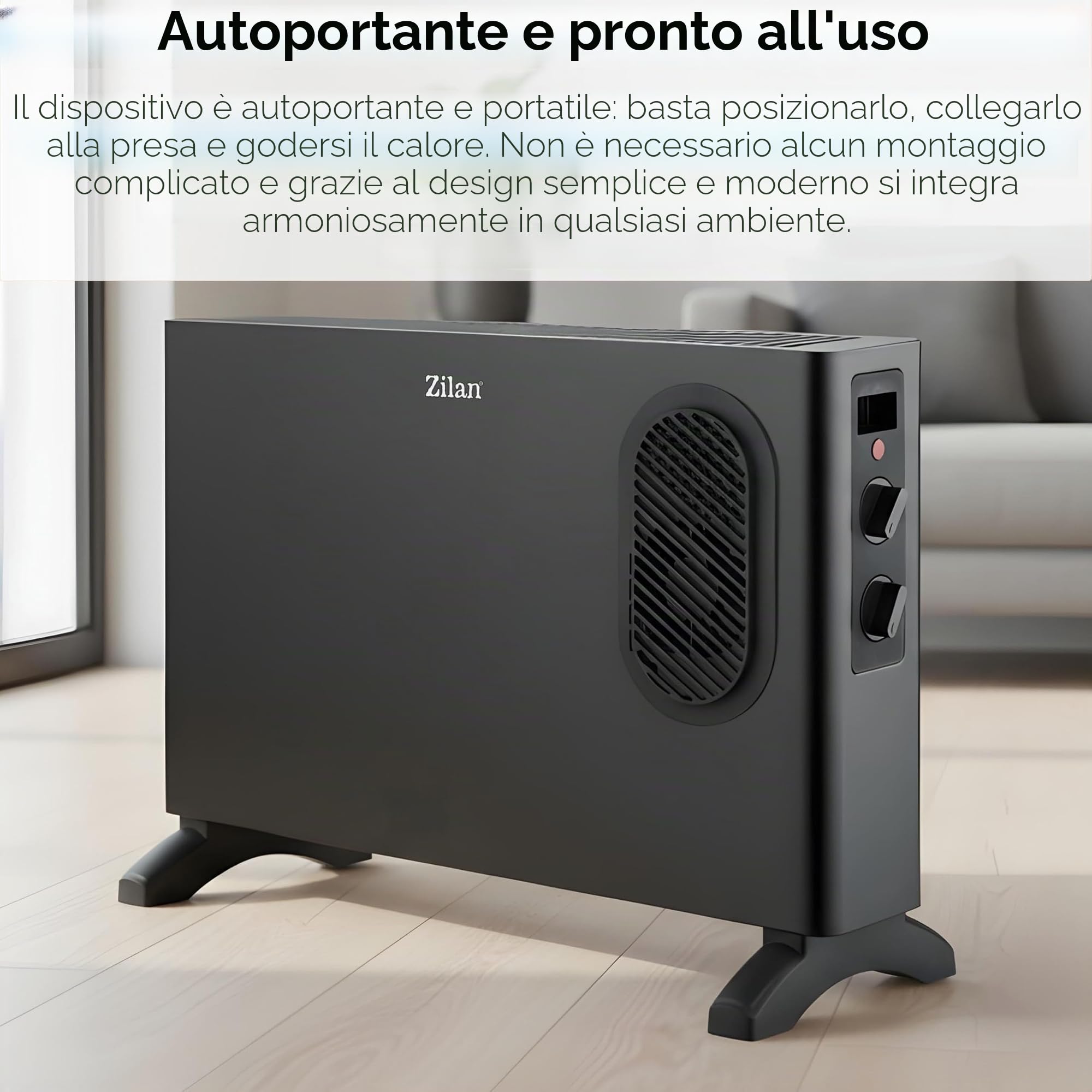 Termoconvettore elettrico con termoventilatore – Riscaldamento elettrico con ventilatore – Termoventilatore commutabile separatamente – Risparmio energetico silenzioso – Riscaldamento a convettore
