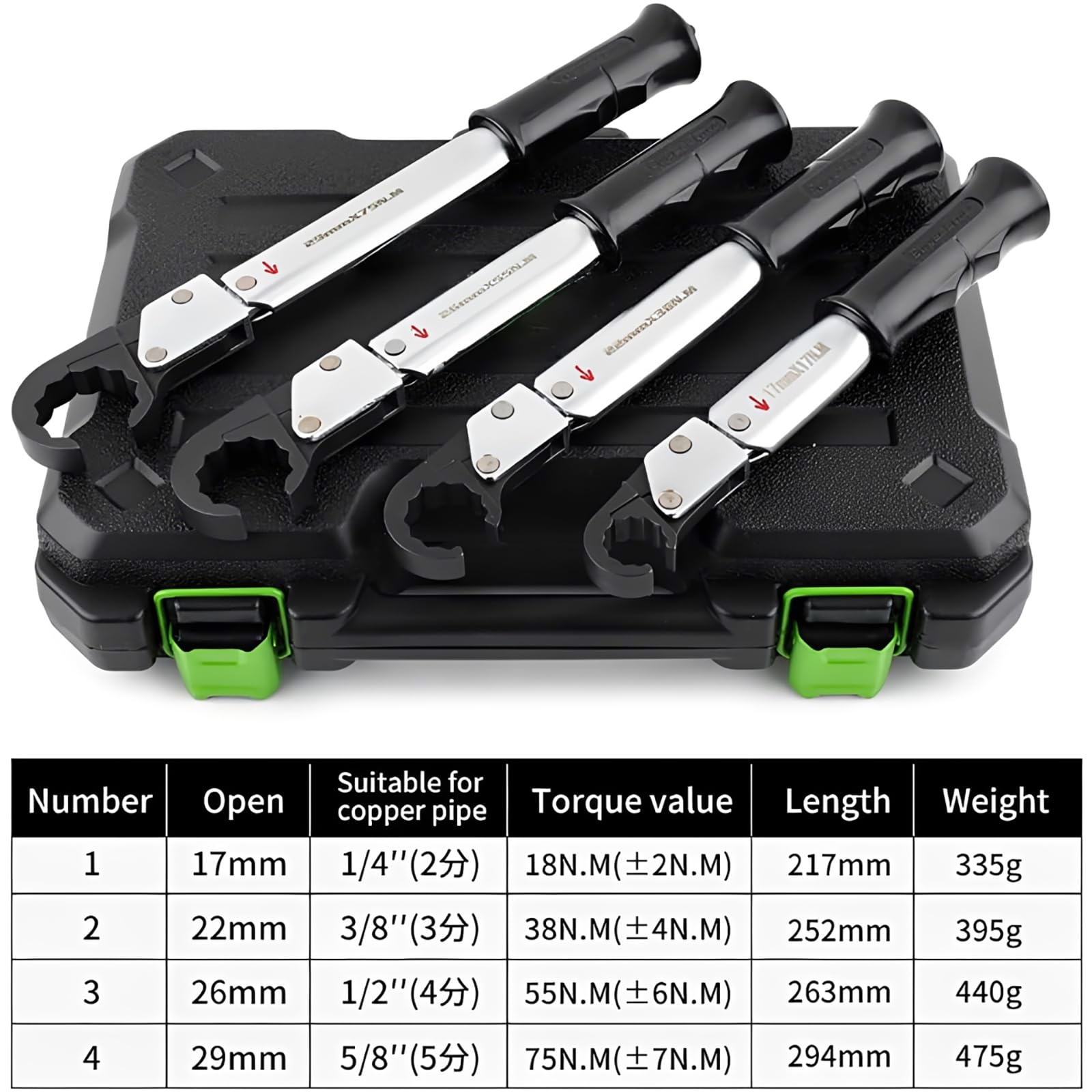 Zestaw kluczy dynamometrycznych z grzechotką do rurki miedzianej 1/4", 3/8", 1/2", 5/8", 18-75 Nm Regulowany otwarty klucz serwisowy Hvac do klucza do klimatyzacji