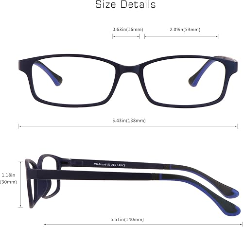 Miniatura 3 de VisionGlobal Blue Light Blocking Glasses for WomenMen, Stylish Square Frame, Anti Eyestrain