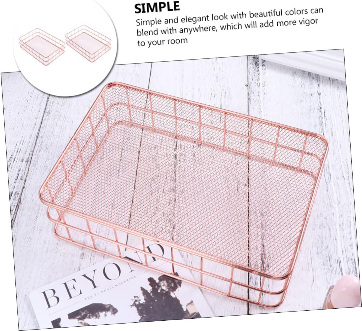 2pcs Towel Holder Basket Set Rose Gold Countertop Napkin Organizer for Bathroom Kitchen and Home Stylish Storage for Guest Towels and Sundries image 4