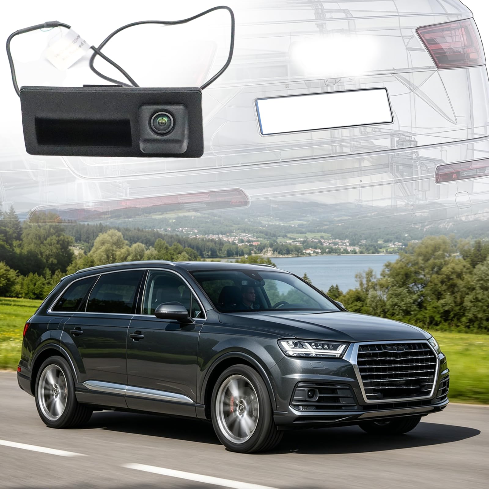 Cámara de visión Trasera dinámica AHD 1080P para Passat T0u-Areg Lavida Sagitar Phideon Caddy 4 Q3 Q7 A4 B8 S5 Q5 RS6 A4L A5 A8L S3 Cámara Trasera de Aparcamiento