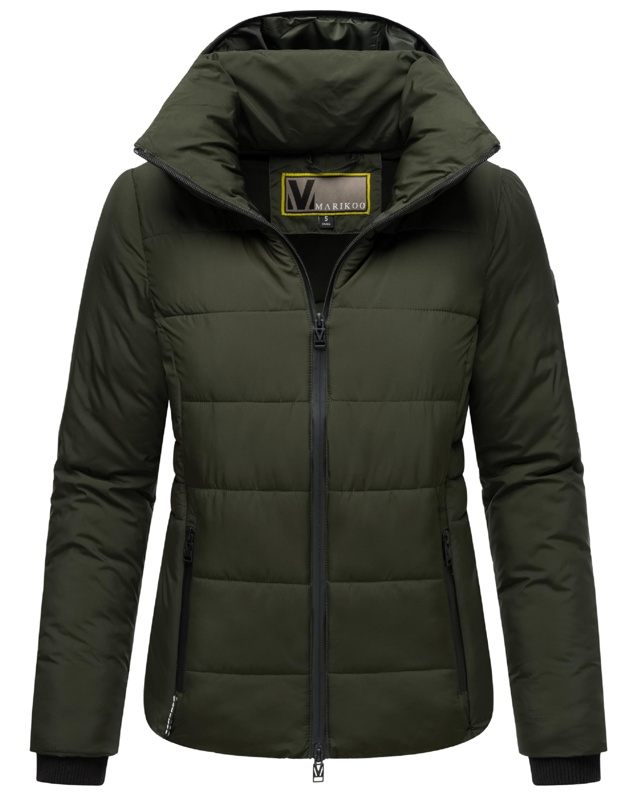 Marikoo Women's Olive Basic Radaa 16 Quilted Jacket Short With Hood Xs - 6XL, M