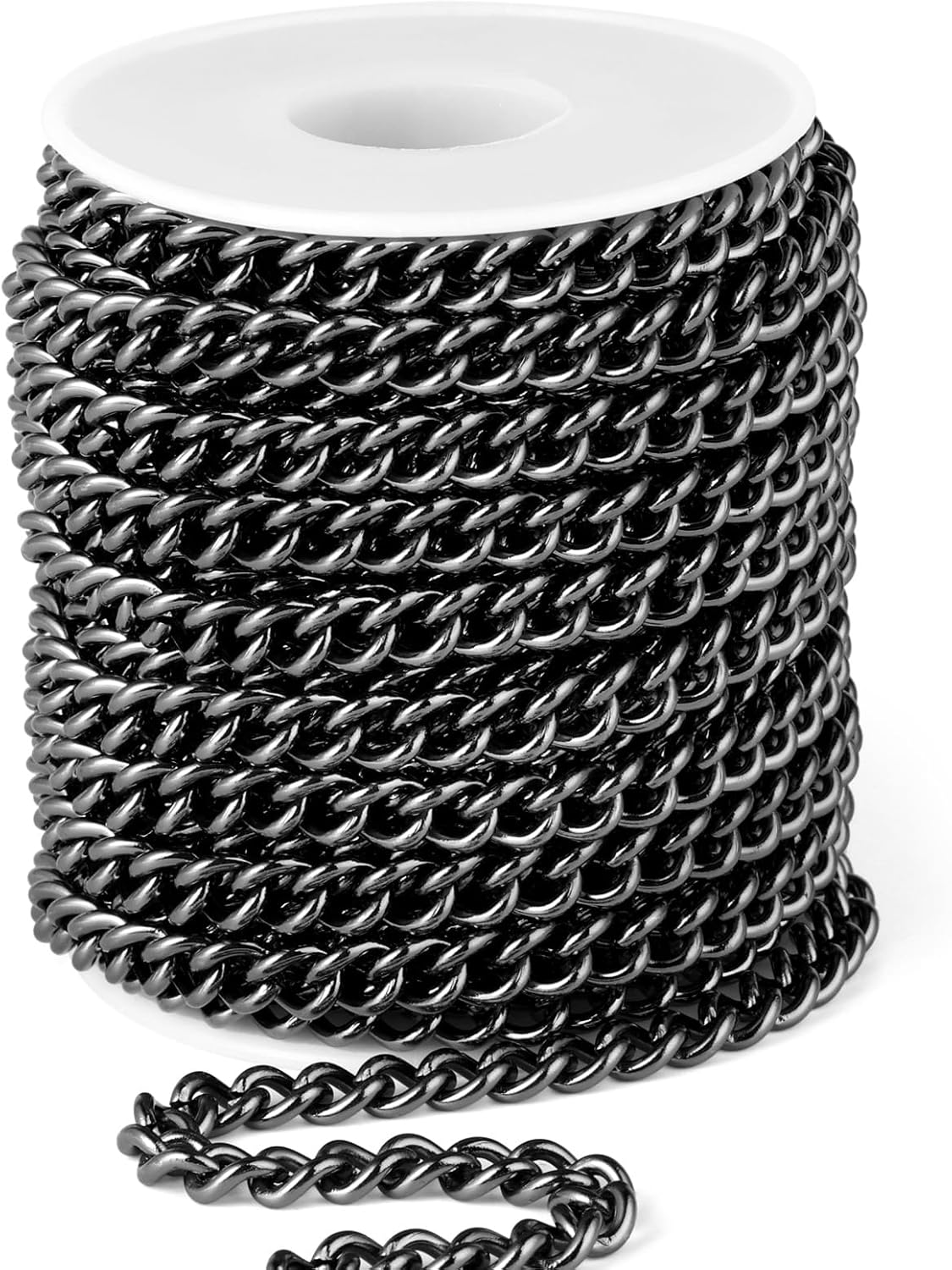 16.5FT Colorful Stainless Steel Curb Chains Roll, 7mm 304 Stainless Steel Multi Color Flat Twisted Links Curb Chains Bulk Spool for Jewelry Making DIY Craft