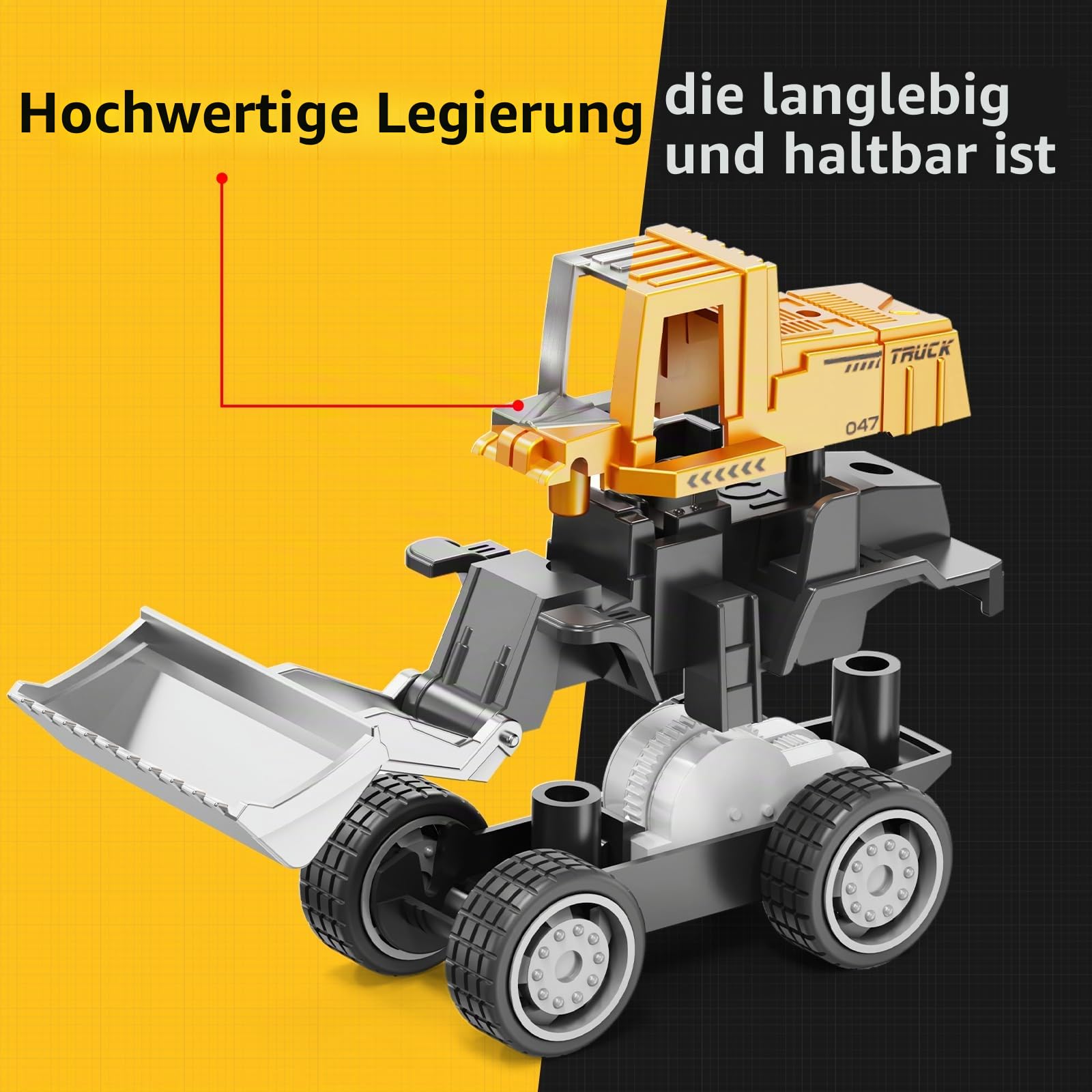 HONGTUO Baustellen Fahrzeuge Metall Kunststoff Bagger Spielzeugautos Transporter Kinderspielzeug für Kinder 3 4 5 Jahren，Geschenk Set 8-teilig