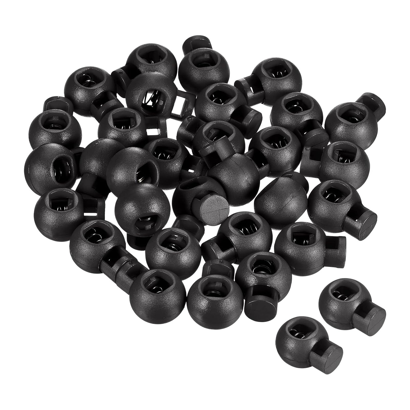 Unifizz 22ร17mm Cord Locks, 30 Pack Ball Spring Toggle Toggle Stoppers for Drawstrings, Bags, Shoelaces, Jackets and Sewing Repair, Black