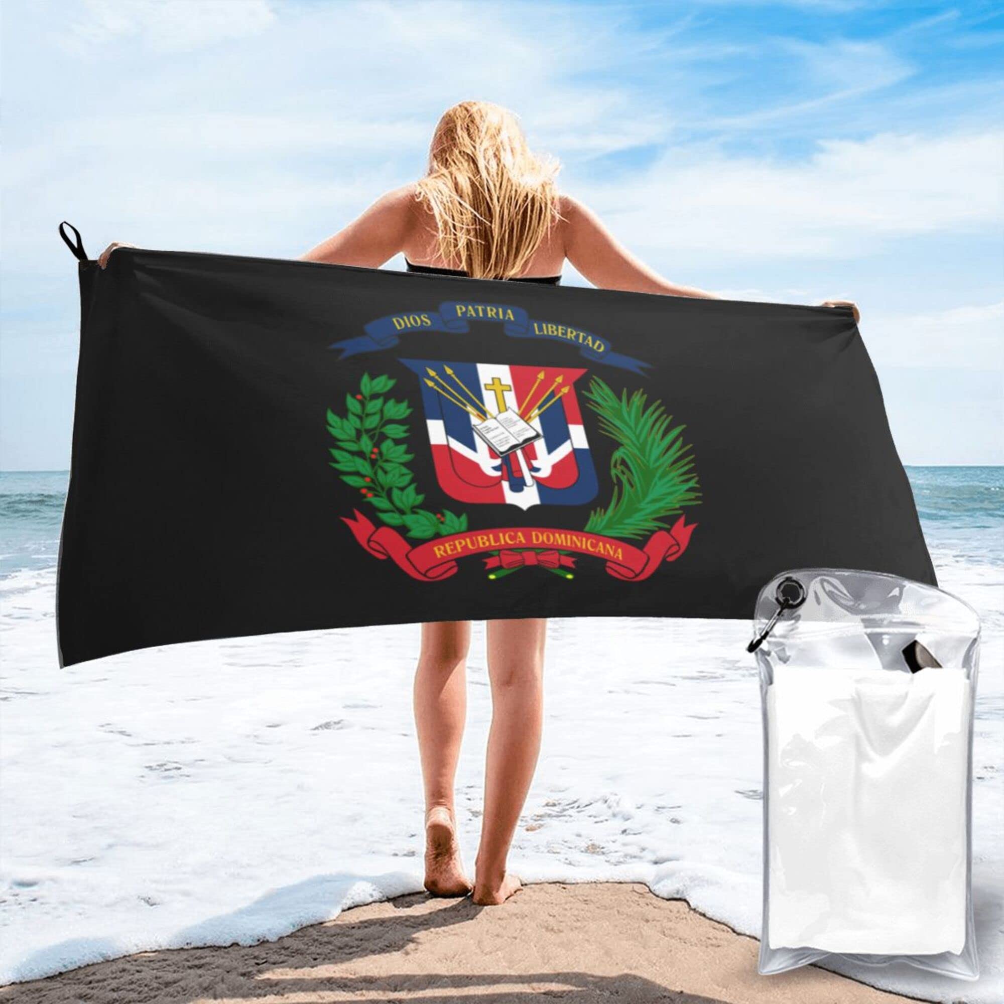 Lsjuee National Emblem of Dominican Microfiber Beach Towel-Quick Dry Oversized Towels Blanket for Travel Pool Camping