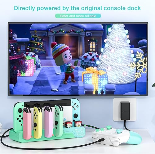 Miniatura 6 de Switch Controller Charging Dock - Animal Crossing & Switch OLED Model Joycons, Charges up to 6 Joycons with Game Card Storage Stand
