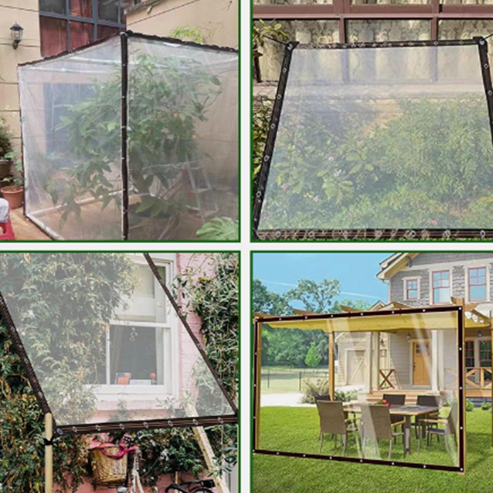 Lona impermeable resistente para invernadero de 8 x 24 pies, cubierta de plástico para exteriores con ojales, ideal para valla de patio, protección contra la lluvia, gallinero, hoja de suelo