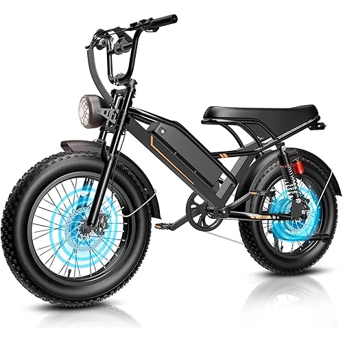 Jasion 3000W/2000W Electric Bike for Adults Teens,Electric Dirt Ebike 80/55 Miles Range,Moped Style E Bike 32/28MPH,20"/16"*4 Fat Tire Off Road Bike with Cruise Control,Dual Suspension E Motorcycle