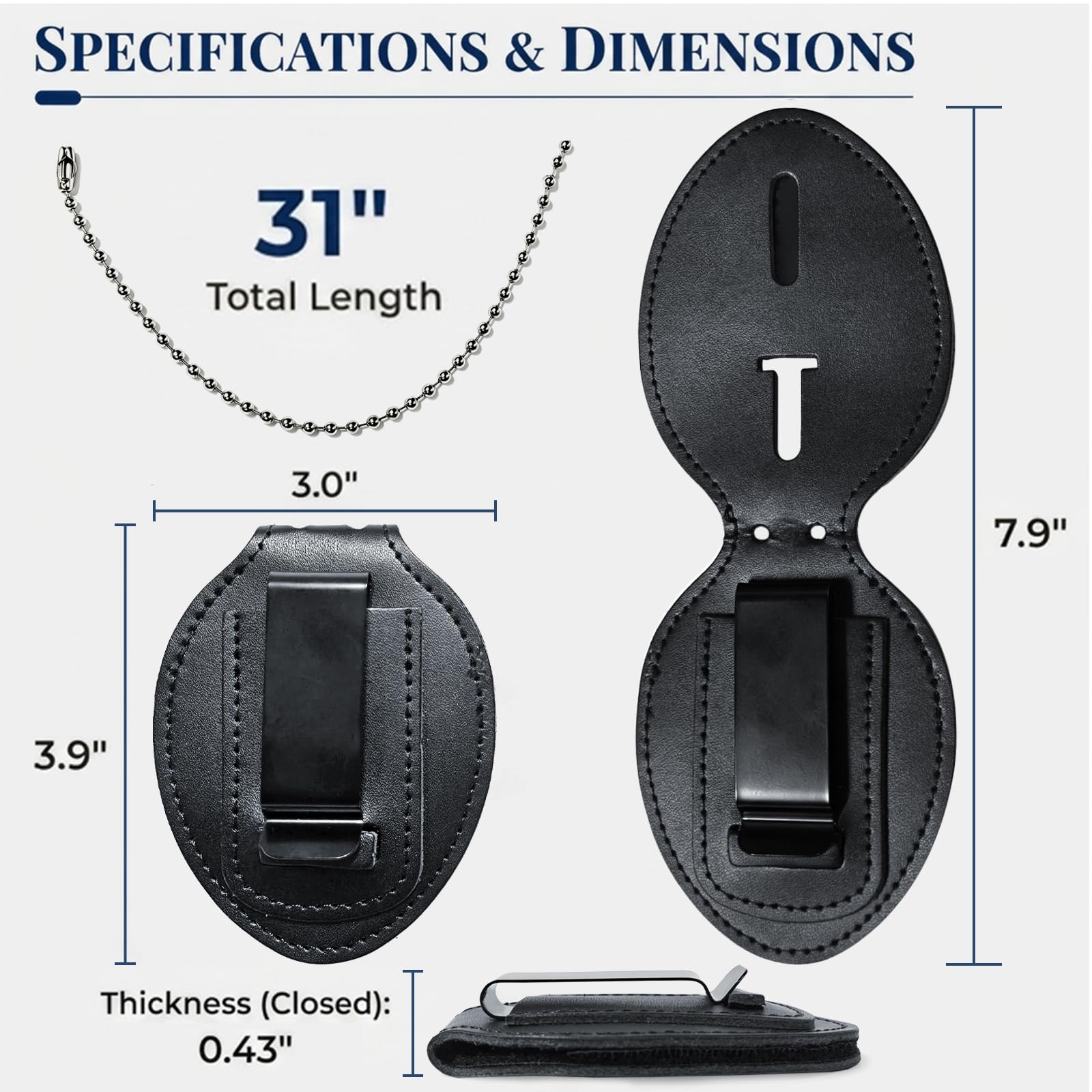Amazon | Cedilis 警察バッジホルダー 2個パック 本革 ベルトクリップ