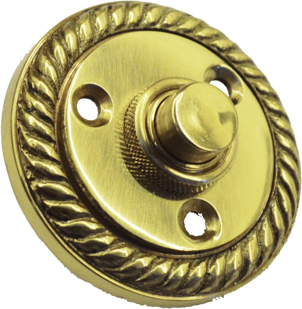 OriginalForgery Georgian Rope Edge Round Solid Brass Door Bell Push Switch