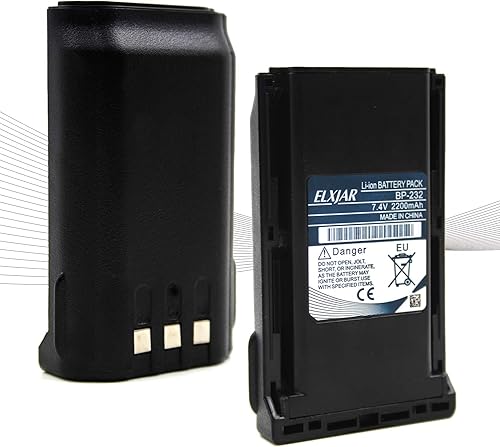elxjar Paquete de 2 baterías de litio BP-232 de 7.4V 2200mAh compatible con Icom Radios A14, A14S, F14, F14S, F24S, F33, F33GTGS, F43G, F43GTGS,