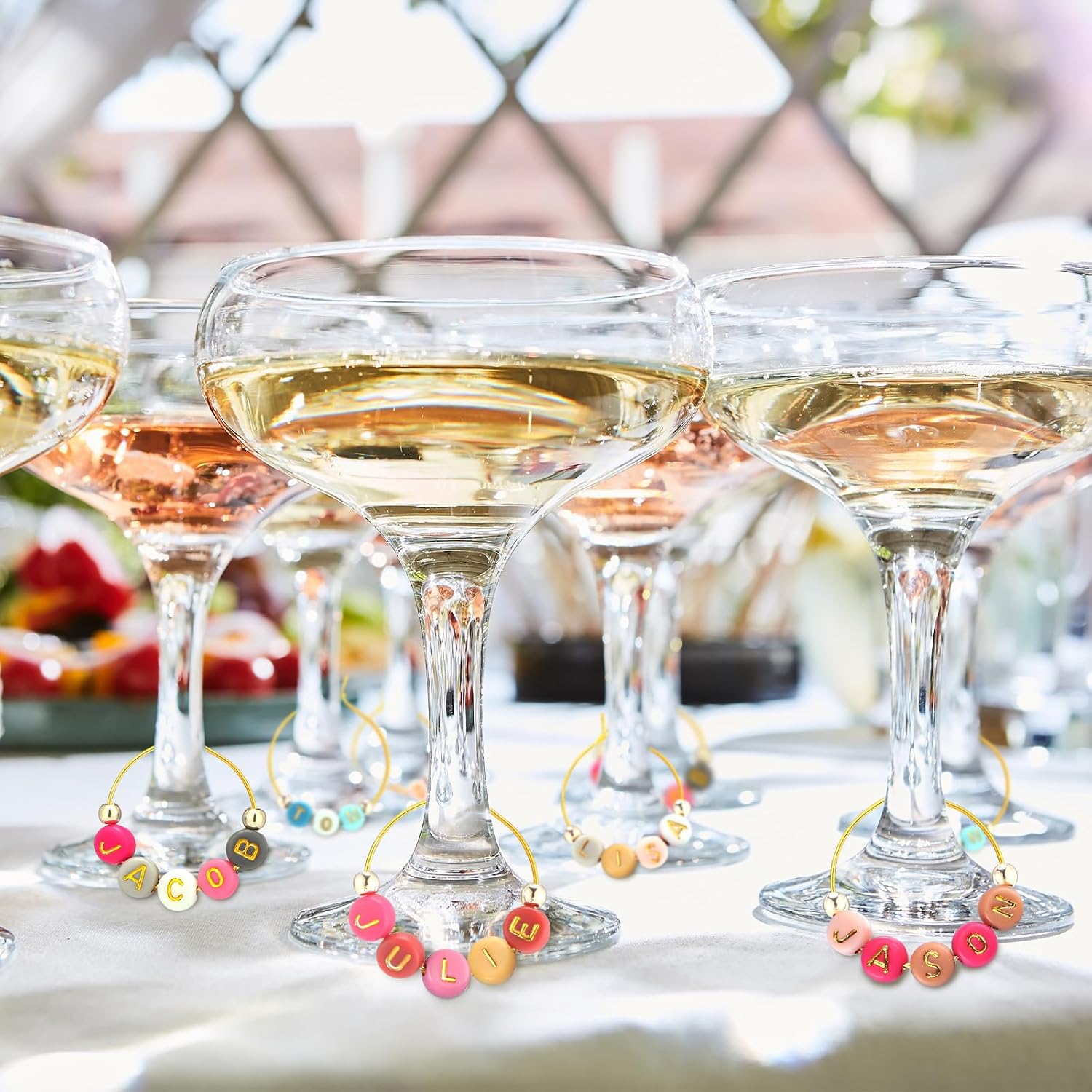 Outus 50 Set Personalized DIY Wine Charms Kit Glass Charms Rings
