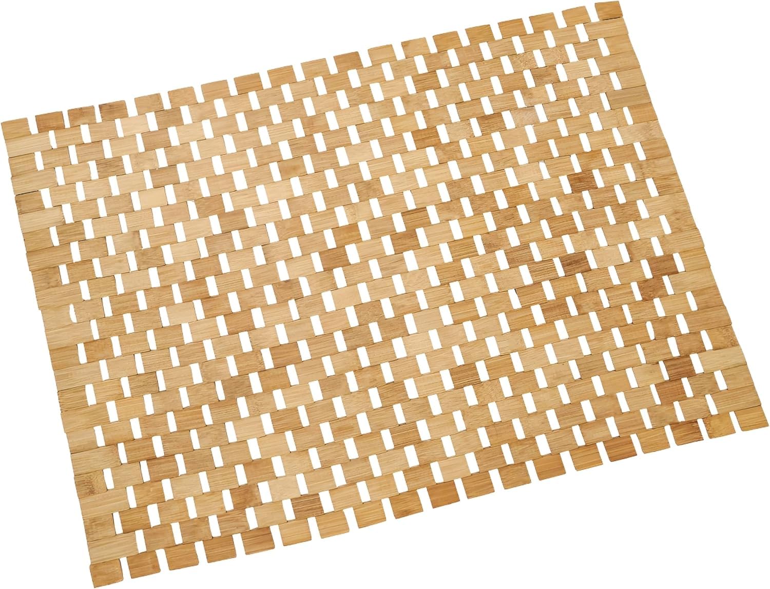 DIVCHI Bamboo Bath Mat Luxury Roll Up Shower Bath Mats with Anti-Slip Rubber Feet Environment Friendly Foldable Rectangular Wooden Multipurpose Duck Board for Bathroom Kitchen & Spa