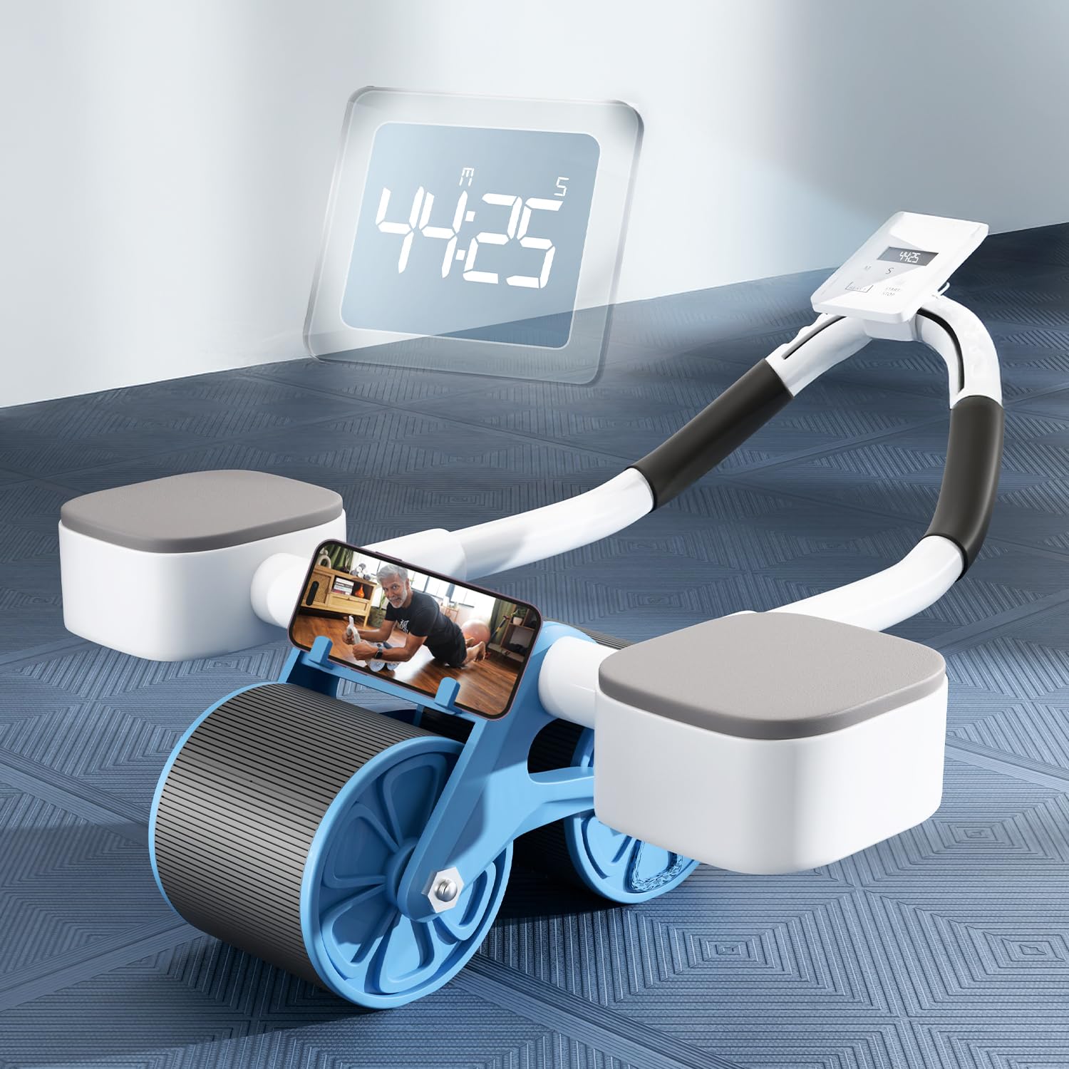 Lifelong LLAR05 Abs Roller For Men, Abdominal Exercise Equipment For Home Gym- With Timer, Mobile Holder & Knee Pad-Exercise Wheels For Men & Women-Abs Workout Machine For Core Plank Workout, Blue-image-29
