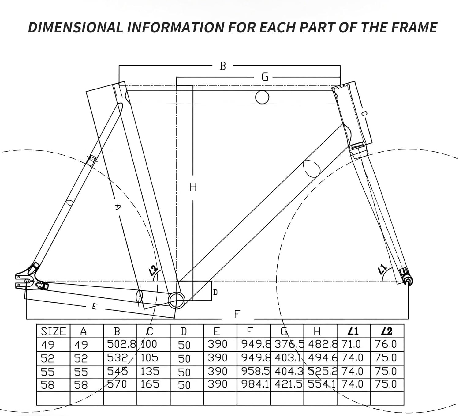 49/52/55/58CM Fixed Gear Bike Frameset with Fork 700C Single Speed Aluminum Alloy Bike Frame Quick Release 100/120mm C Brake Racing Track Bike Frame BSA BB68mm Internal Routing