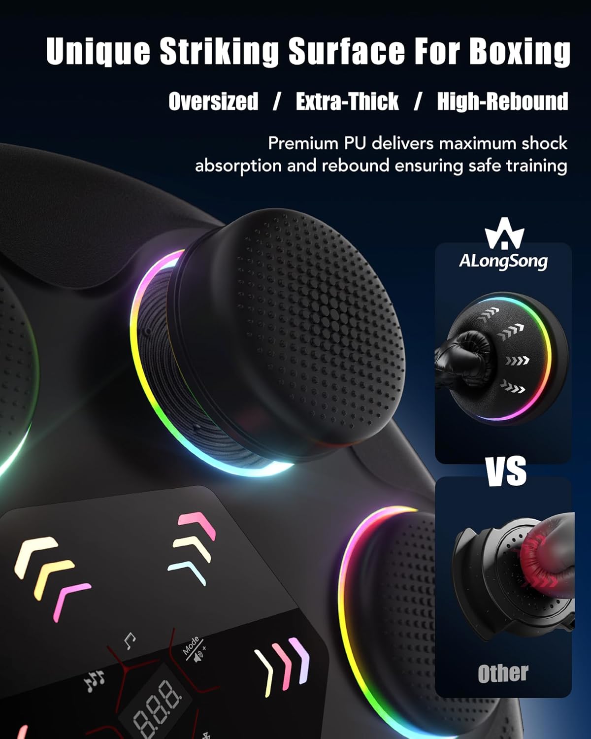 Music Boxing Machine for Adults Kids with Gloves, Smart Bluetooth Music Rhythm-Synced, Large Screen RGB Light Wall-Mounted Boxing Trainer Equipment Punching Game for Home Workout Gym Fun