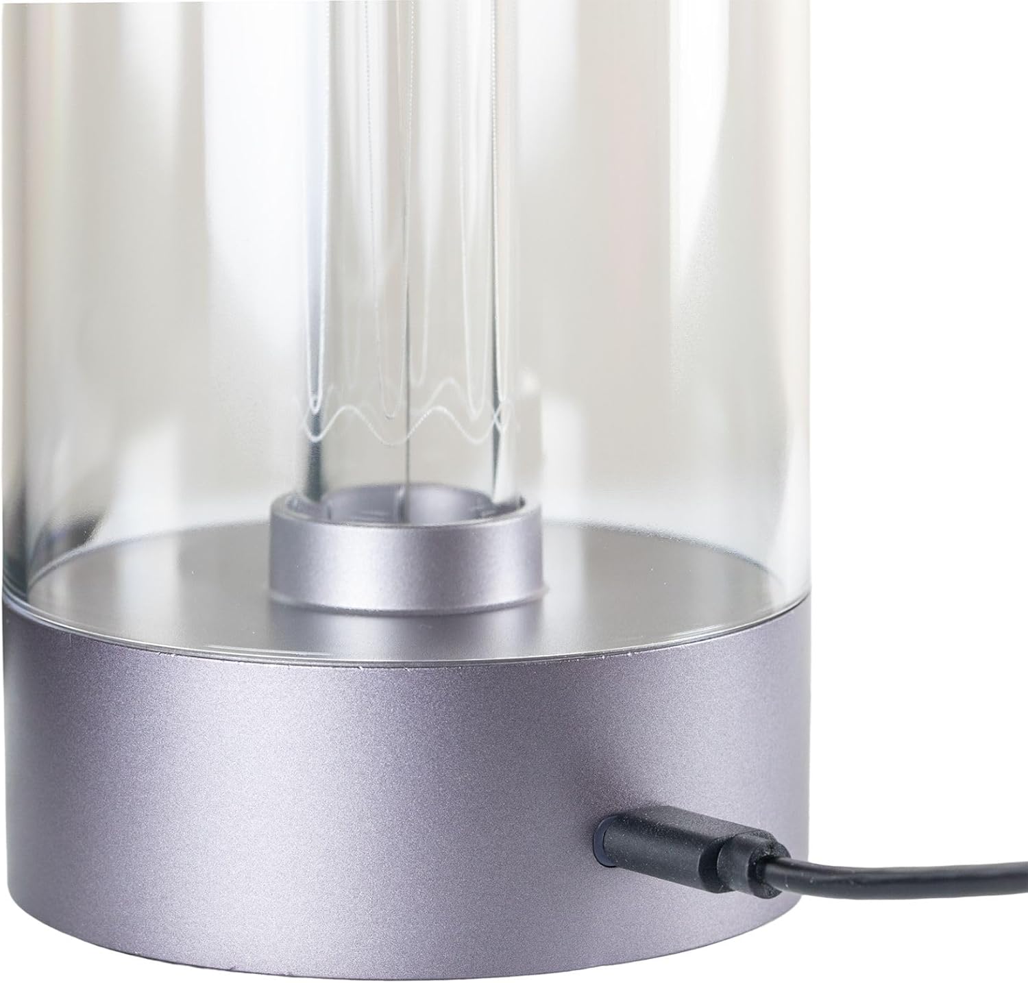 Cordless Table Lamp – Rechargeable Touch Control Bedside Lamp, Dimmable Warm White LED Light with USB-C Charging, 1800mAh Battery, Modern Silver Design, Etched Filament-Style Glow