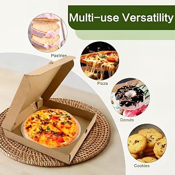 40 Pack Pizza Boxe with Paper Liner Brown Cardboard Mini Pizza Box