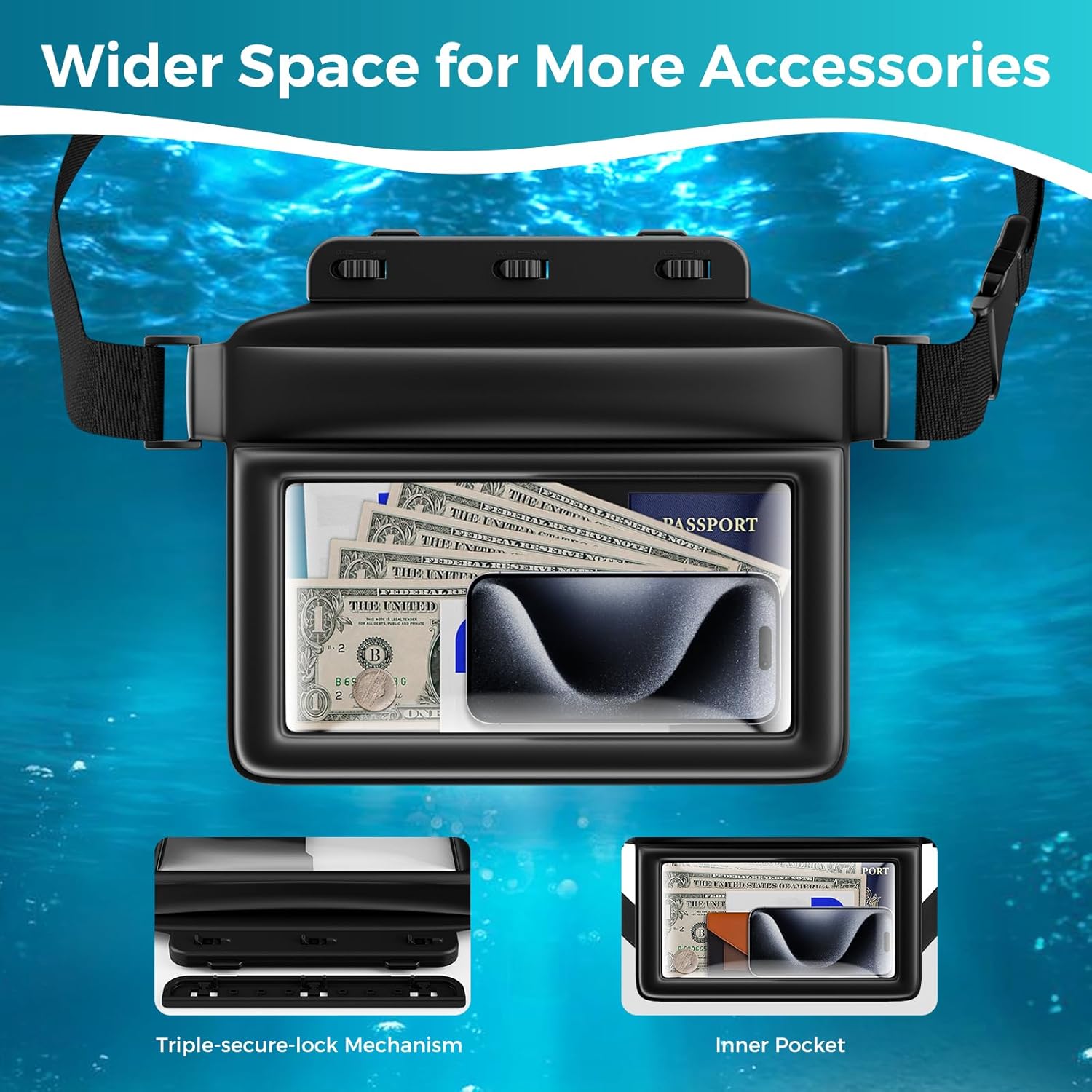 JOTO 2 Pack Swim Buoy Float Bundle with Floating Waterproof Phone Pouch with Waist Strap