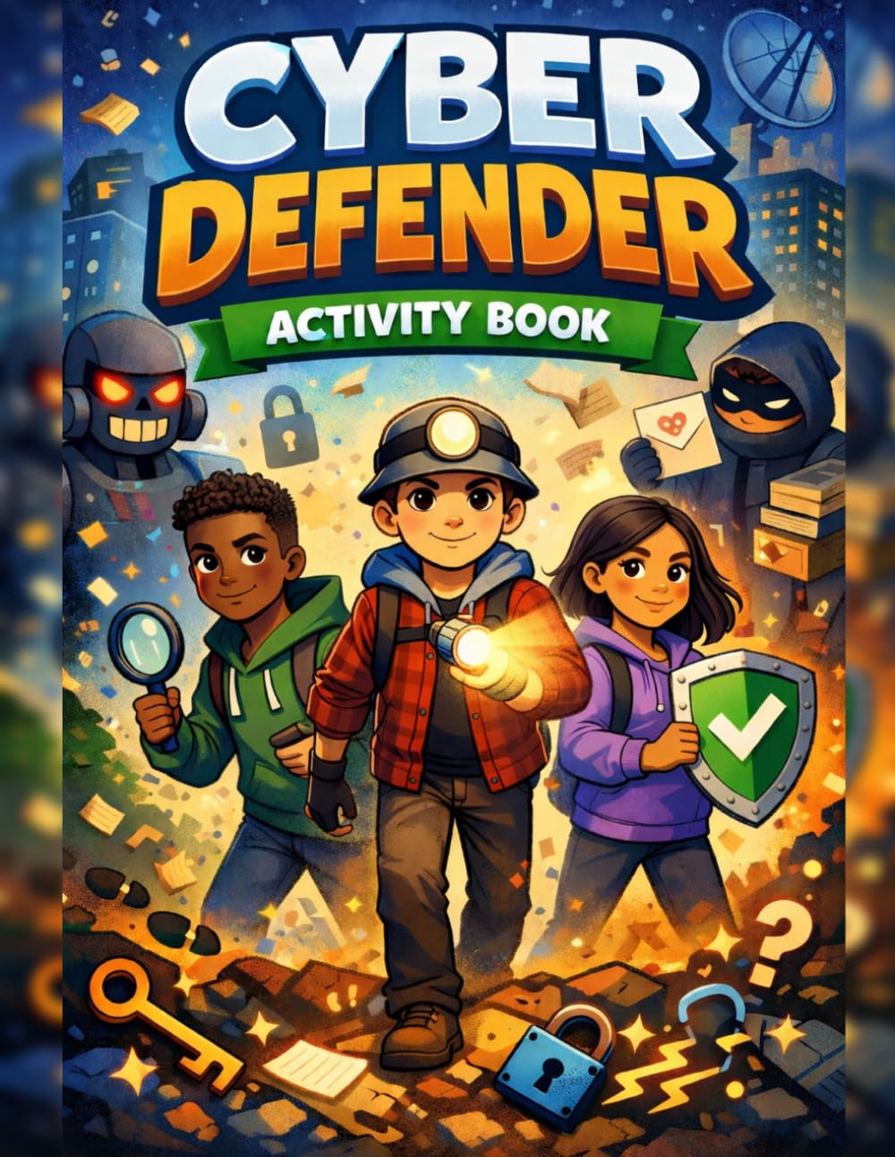 Cyber Defender Activity Book: Digital Detective Challenges: Codes, Clues, and Cyber Safety Missions