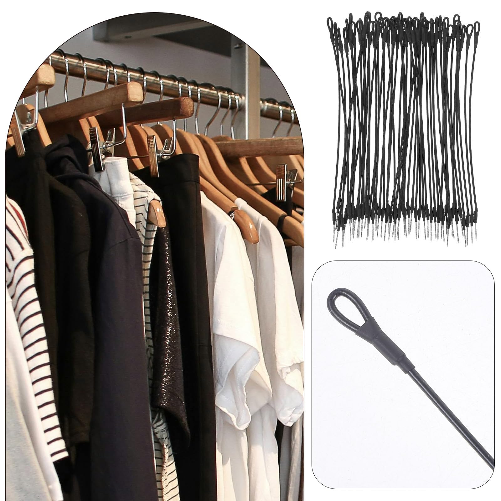 Cordoncini Antitaccheggio 20 Cm in Nero 50 e Facili da Applicare per Abbigliamento e Scarpe per Negozi e Supermercati