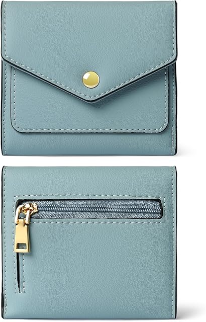 GAEKEAO Small Wallet for Women Leather RFID Blocking Credit Card Holder Organizer Mini Bifold Zipper Coin Purse