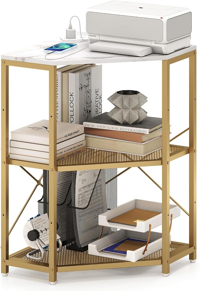 Amazon.com : GOFLAME Corner Printer Stand with Charging Station ...