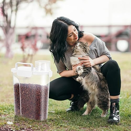 Miniatura 15 de Contenedor de almacenamiento de 5 a 7 libras, recipientes portátiles para alimentos para mascotas con boquilla grande y taza mejoradas, dispensador