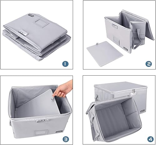 Miniatura 8 de ENGPOW - Caja ignífuga con cerradura, organizador de almacenamiento con cremalleras, caja de documentos ignífuga plegable con asa, caja de seguridad