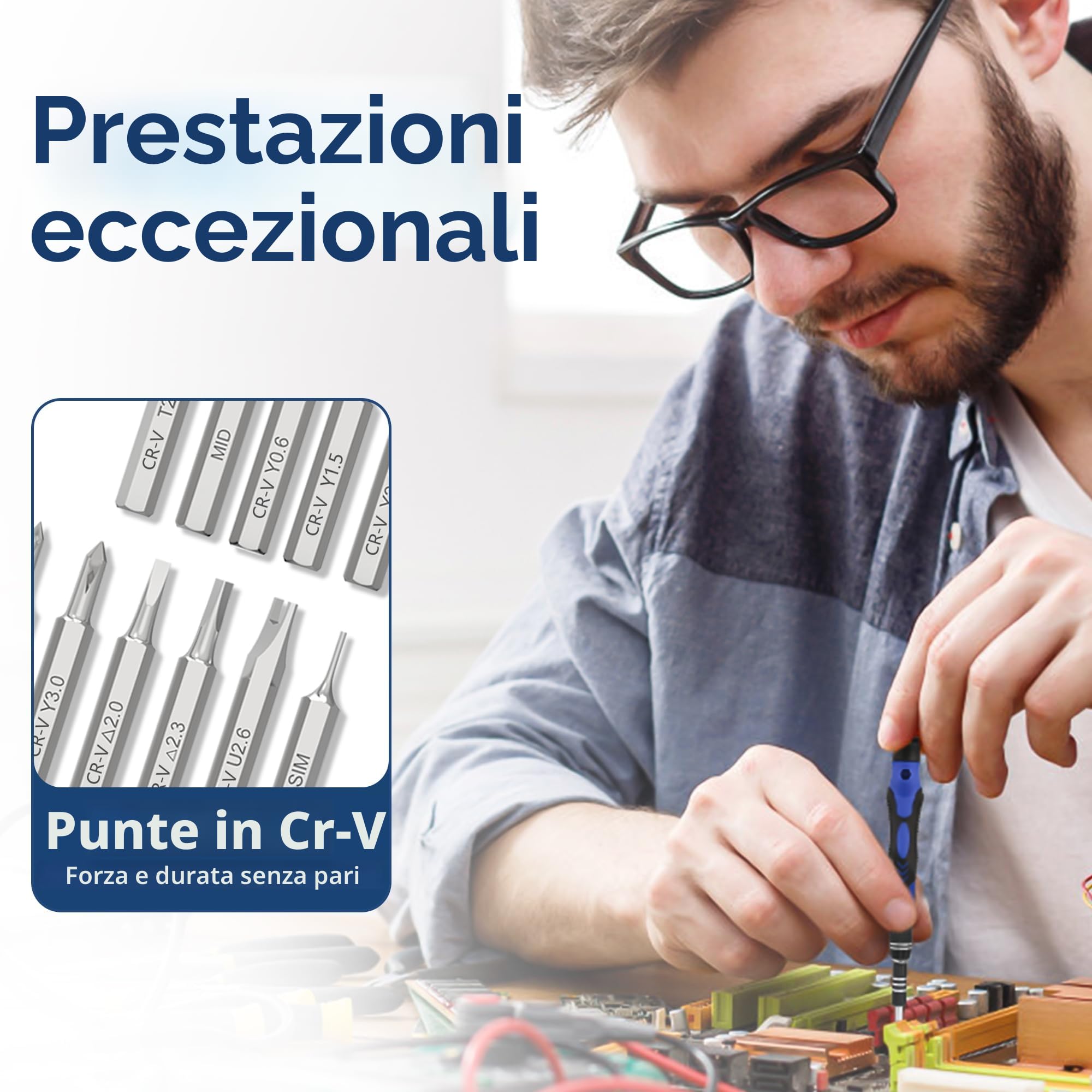 XOOL Kit Cacciaviti di Precisione 62 in 1, Cacciaviti Magnetici per Riparazioni Elettroniche, Smartphone, PC, Computer Portatile, iPhone, MacBook, Tablet e Altri Dispositivi