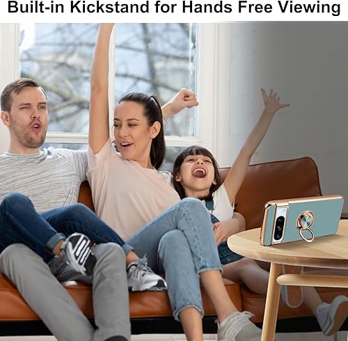 Miniatura 3 de Aitipy Funda para Google Pixel 8 Pro con 1 protector de pantalla, soporte de anillo de rotación de 360 integrado, borde chapado brillante de lujo,