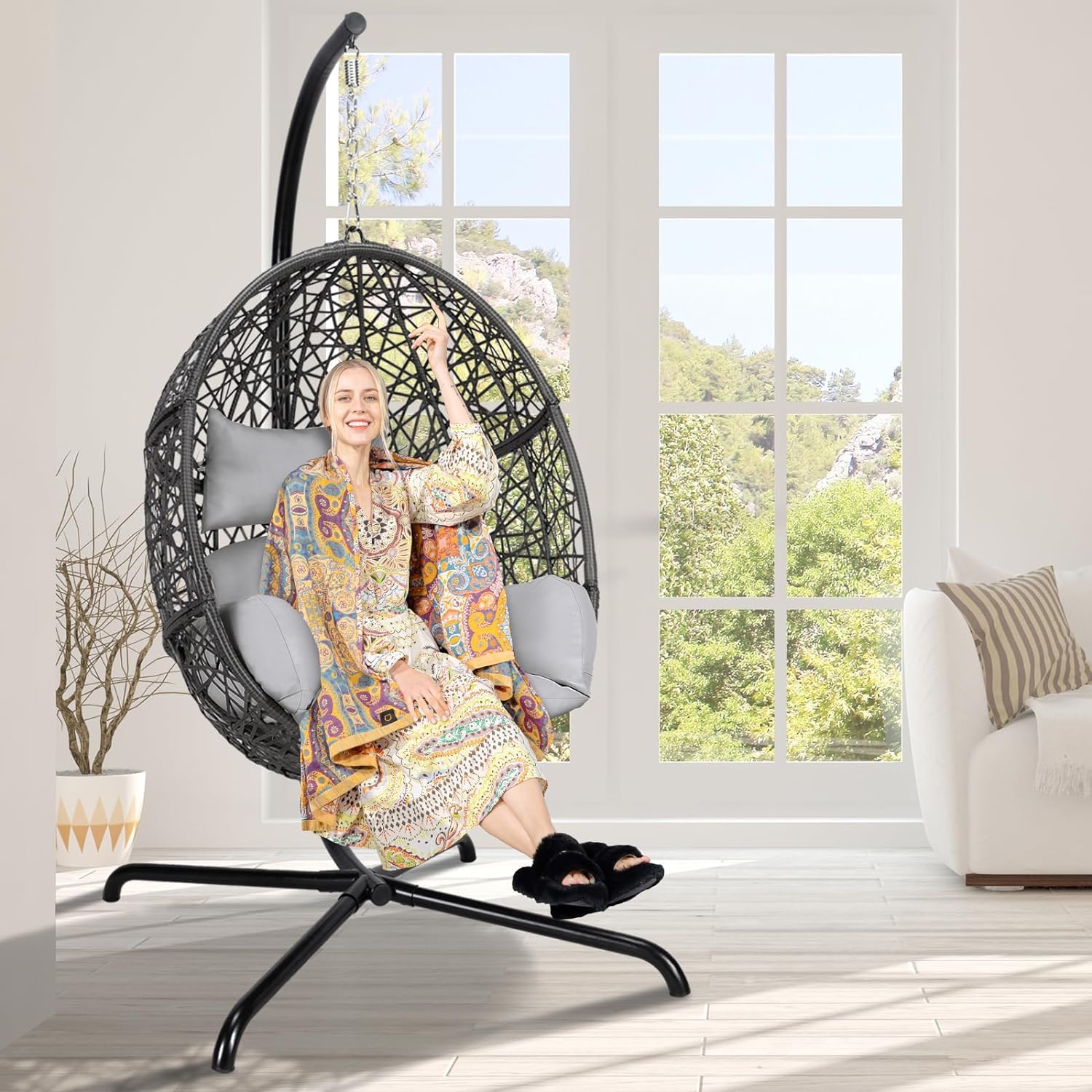hängematte sydney Ogarden Hängesessel mit Gestell, Hängekorb Großen Kissen, Relaxliege, Schaukelliege Hängematte, Hängekorb Indoor & Outdoor, Garten Schaukel Korb Hängestuhl, bis 150 kg belastbar (Graue Kissen) Garten WLAN im Wohnmobil? So owner_soccer Maat:42.5