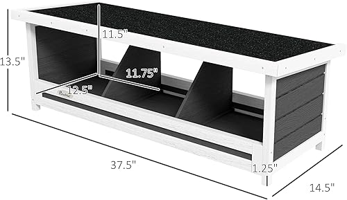 Miniatura 5 de PawHut Caja nido de pollo de madera, cajas de pollo de 3 agujeros para poner huevos, caja nido de gallinero con techo de asfalto para interiores o