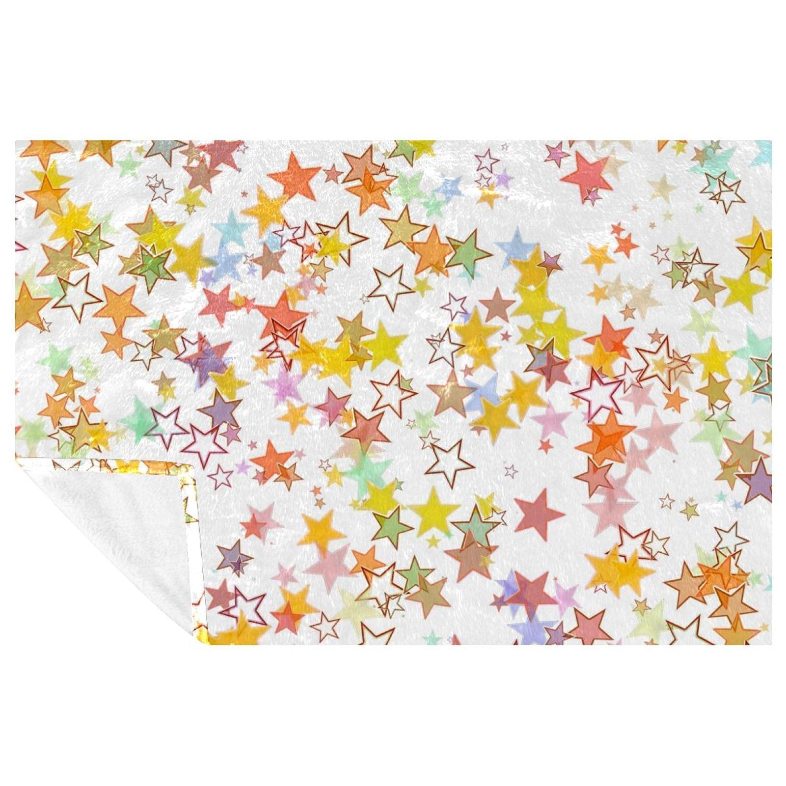 Couverture douce chaude étoiles roses et orange format universel