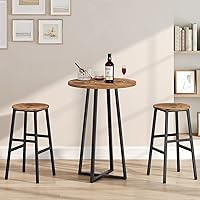 MAHANCRIS 35.4" Rustic Brown Bar Height Pub Table with Cross Steel Base - Easy Assembly for Kitchen, Bar, Cafe
