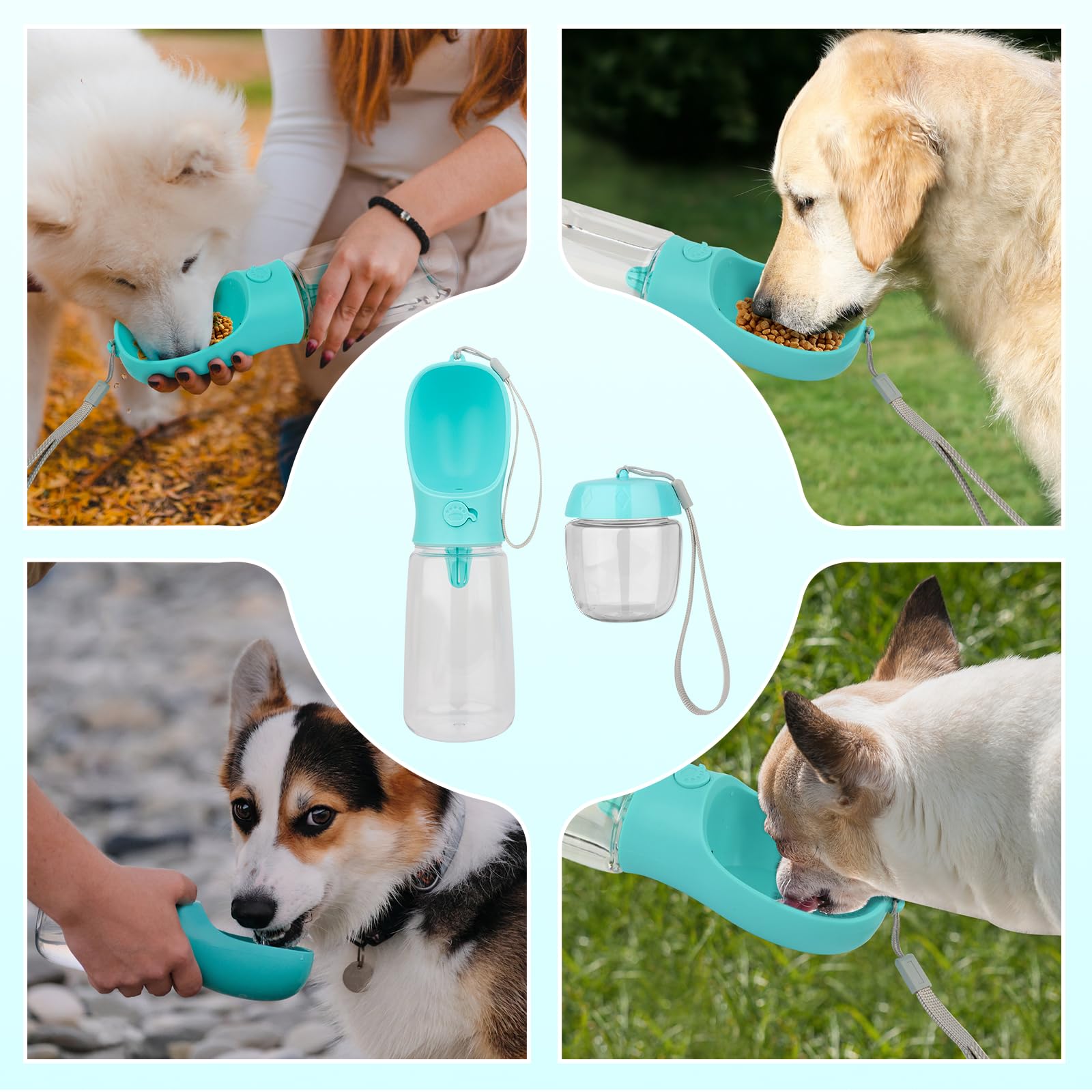 Borraccia Per Cani JOPHEK 550ML - Con Serbatoio Cibo 100ML, Portatile Per Passeggiate E Viaggi - Foto 12