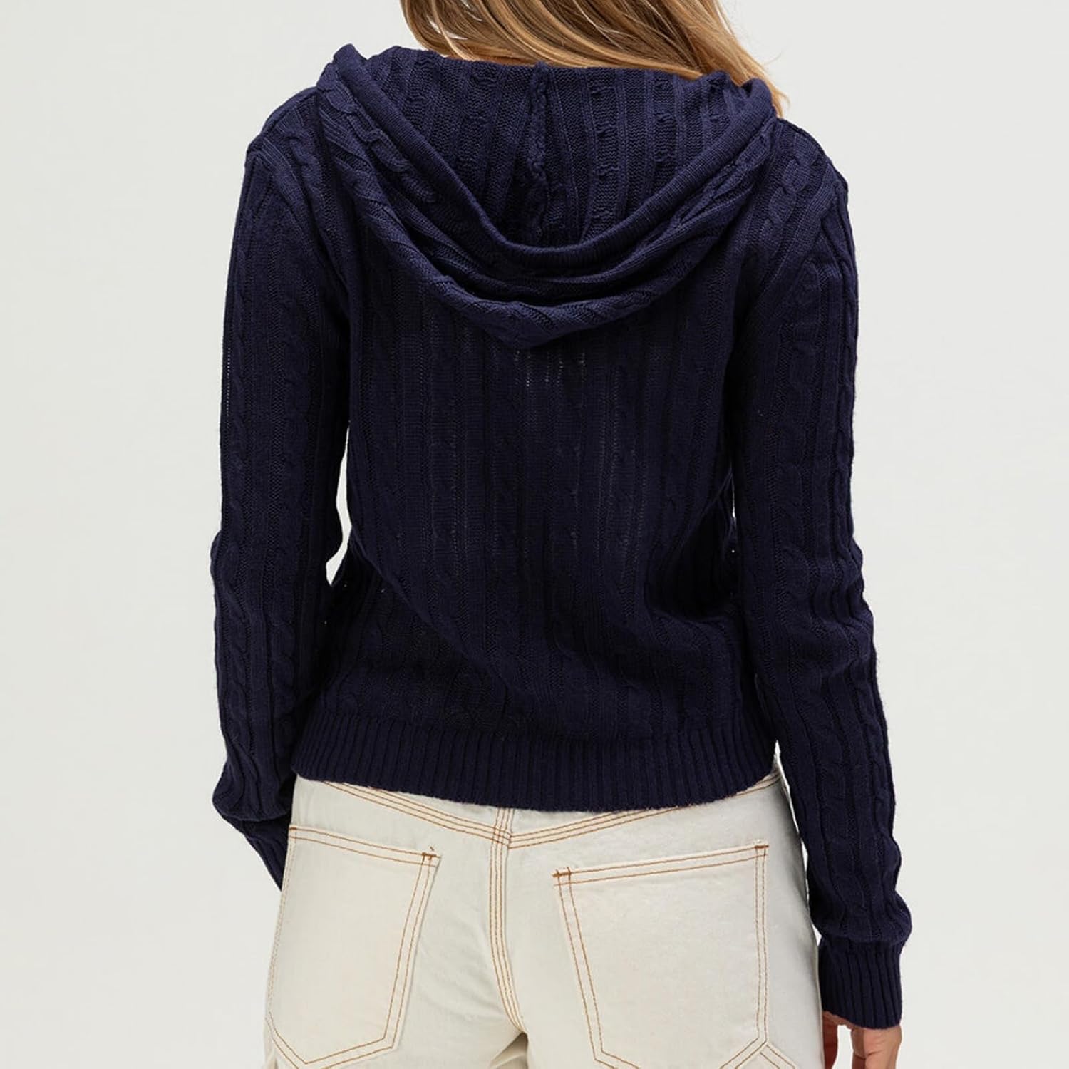 Women Zip Up Hoodie Y2k Vintage Long Sleeve Knitted Sweater 90s Knitwear Coat Jacket Streetwear - Image 6