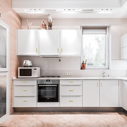 Miniatura 6 de Ravinte Paquete de 10 tiradores dorados de latón brusehed de 3 pulgadas para gabinetes de cocina, herrajes de cocina cuadrados dorados para gabinete