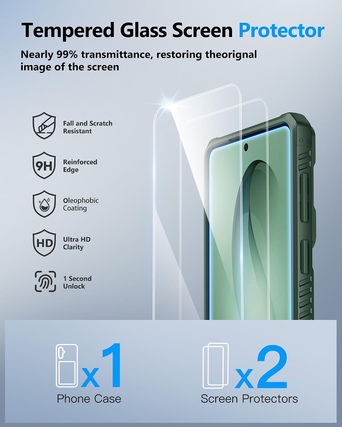 ATATOO for Samsung Galaxy S26 Wallet Case with 2X Screen Protector, Green