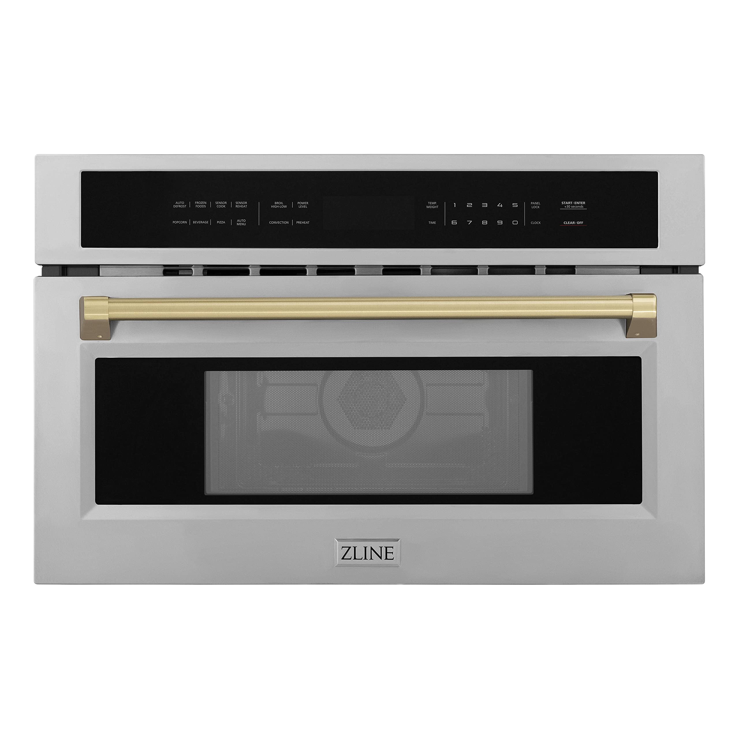 ZLINE Autograph Edition 30” 1.6 cu ft. Built-in Convection Microwave Oven in Stainless Steel and Champagne Bronze Accents