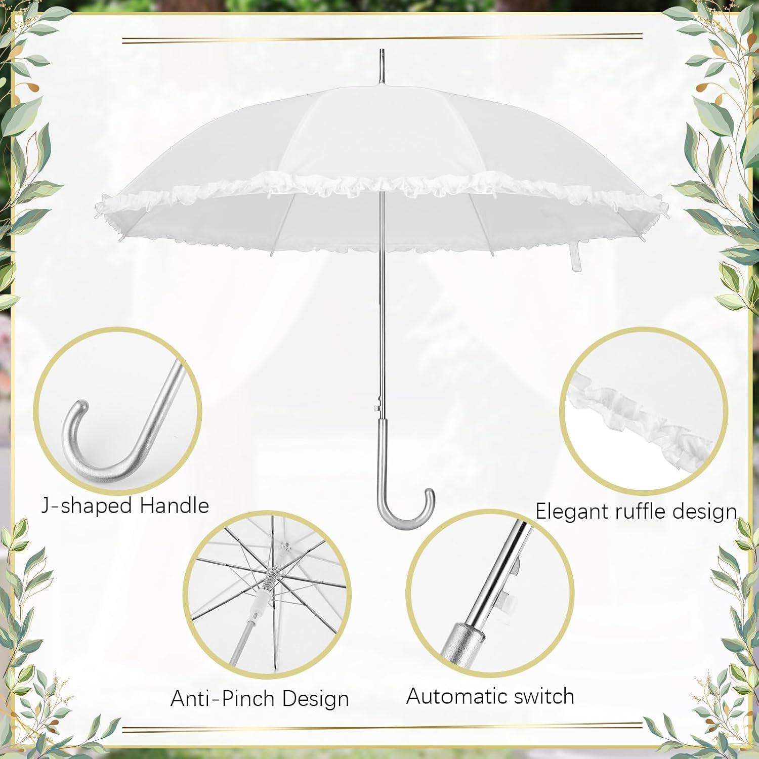 Abbylike Wedding Favors for Guest Umbrella Gifts Bulk 47 Inch White Ruffle Umbrellas with Thank You Tags and Rope Guest Souvenirs for Wedding Party Bridal Favors