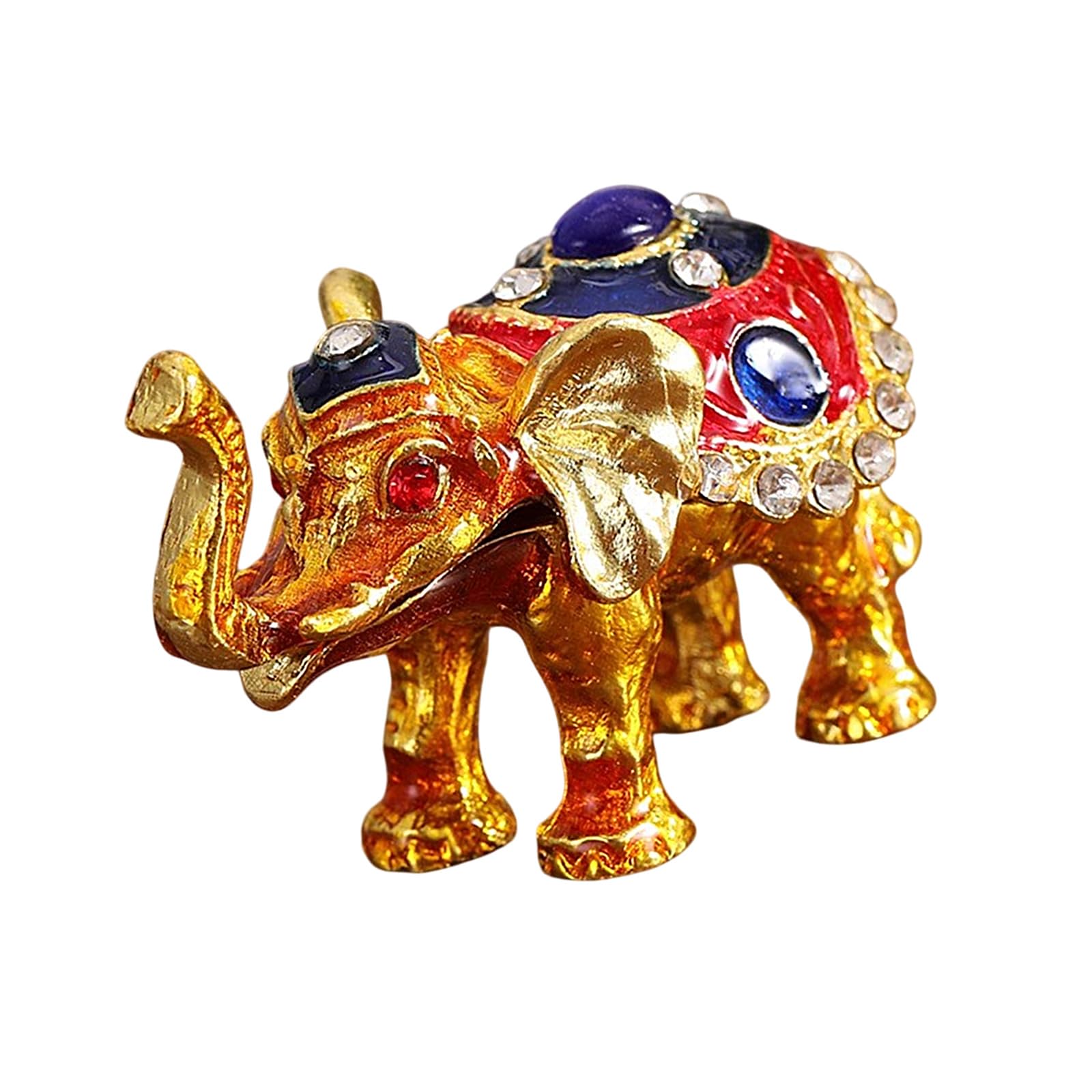 Kaeltsyn Thai Styles Elephant Rings Dishes with Glittering Stone for Home Decoration Handcraft Jewelry Chest