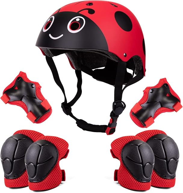 Kids Helmet Pads Set for 2-8 years old Toddler Bike Helmets Lightweight Safety Helmet Elbow Knee Pads Protection Gear for Skateboard Scooter Skating, Gifts for Boys Girls