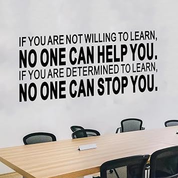 Motivational Quotes Wall Stickers for Office Inspirational Positive Vinyl Art Wall Decals - School Classroom Workplace Home Wall Decor - If You are Not Willing to Learn 23"X9"